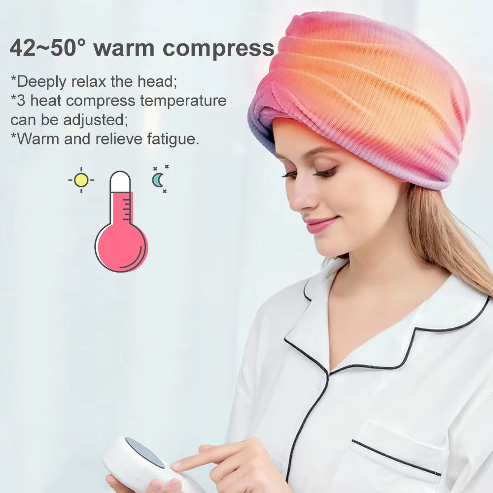 Electric Airbag Heated Head Massager Vibration Air Compression Deep Kneading SPA for Headache Stress Relief Sleep Health Care