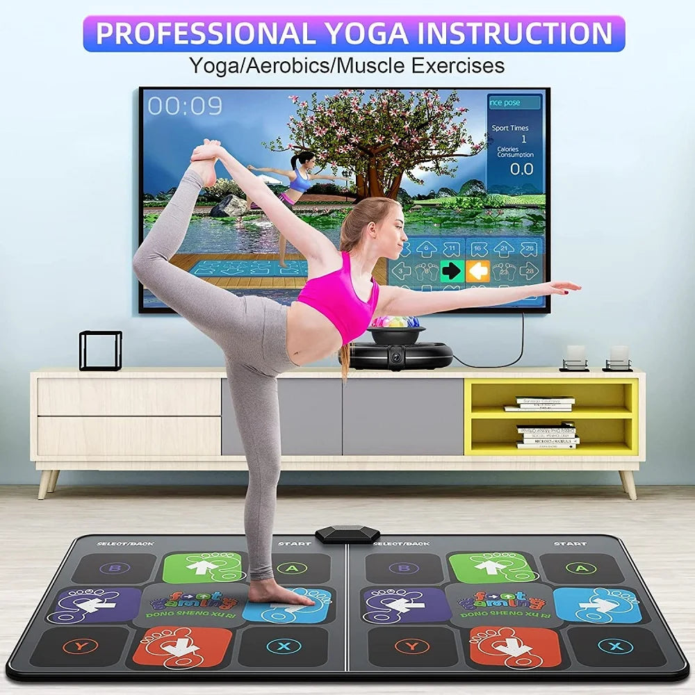 Dance Mat Game for TV/PC Family Sports Video Game Anti-Slip Music Fitness Carpet Wireless Double Controller Folding Dancing Pad